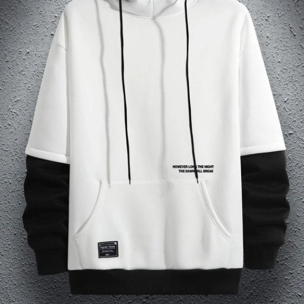 White Mens Drawstring Hoodie - Picture 2 of 7